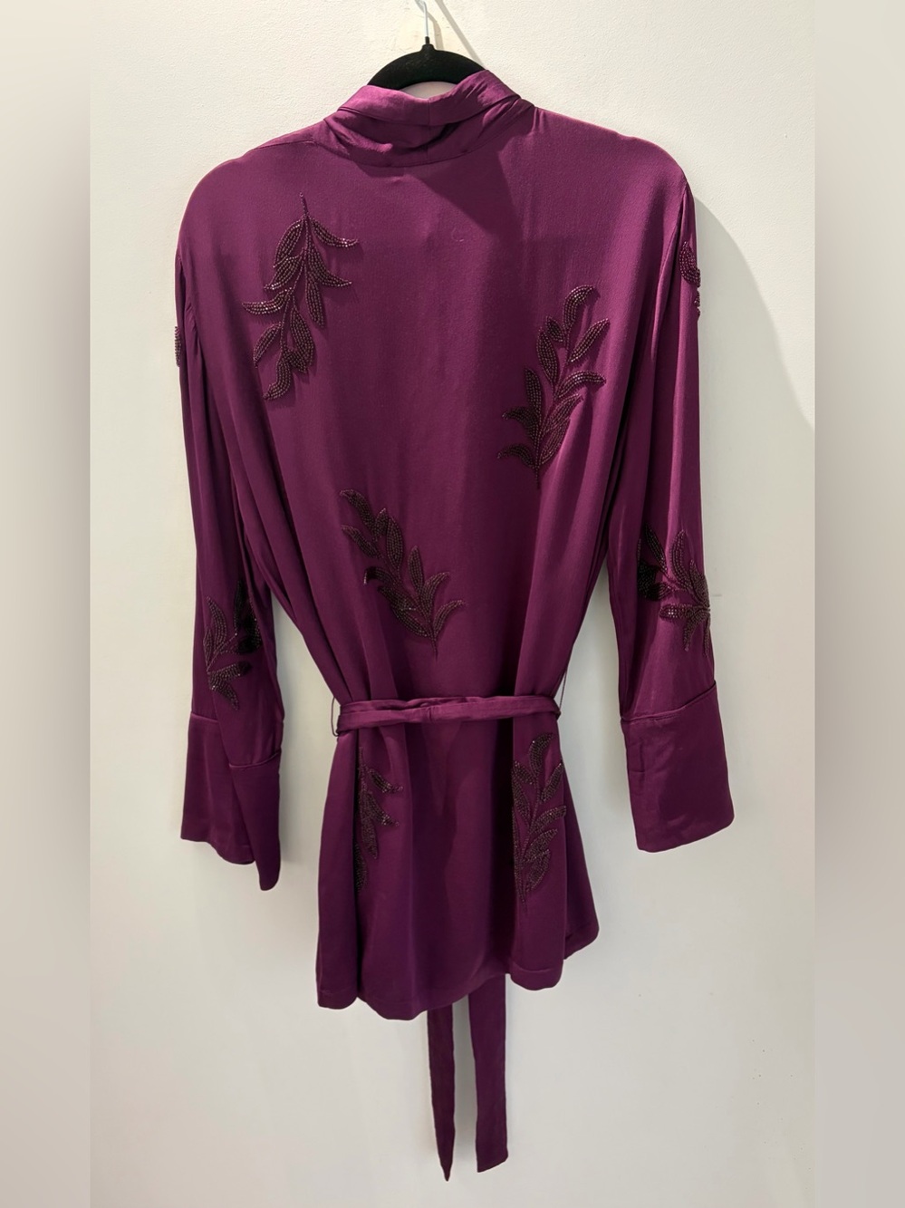 Zara Beaded Kimono Robe | Blogger Favourite Plum Viscose Wrap Jacket XL - Picture 10 of 10